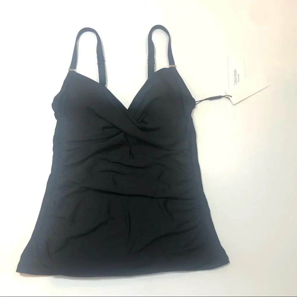 Calvin Klein BLACK Ruched Twist Tankini Swim Top